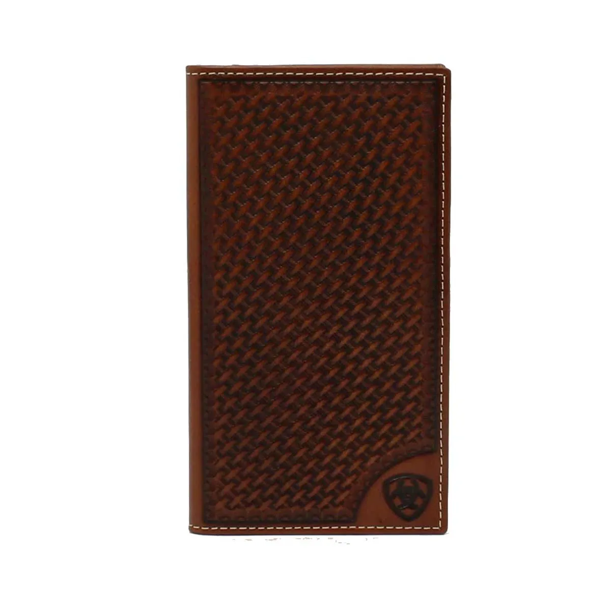 Ariat Men's Basketweave Leather Logo Rodeo Wallet