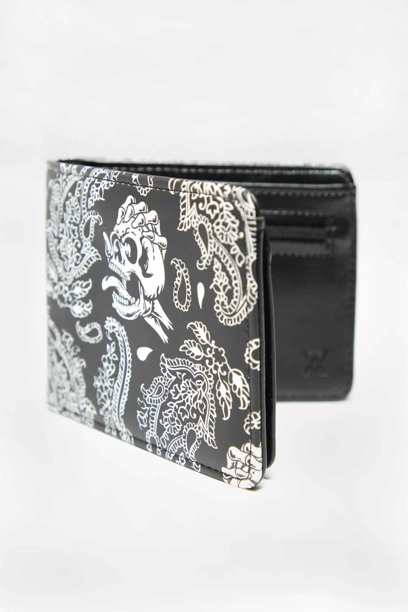 Arsenic Skull and Paisley Print Faux Leather Wallet