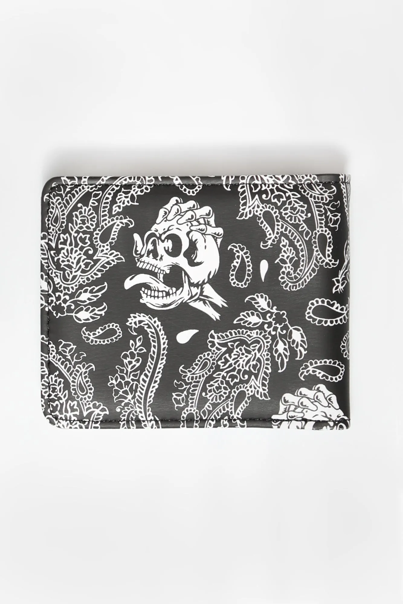 Arsenic Skull and Paisley Print Faux Leather Wallet