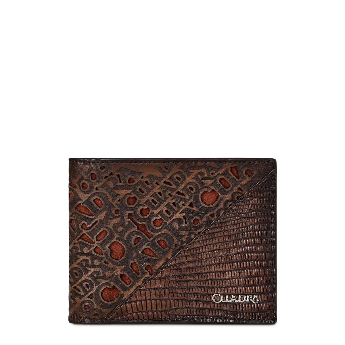 B3033LT - Cuadra brown casual fashion lizard leather bi fold wallet for men