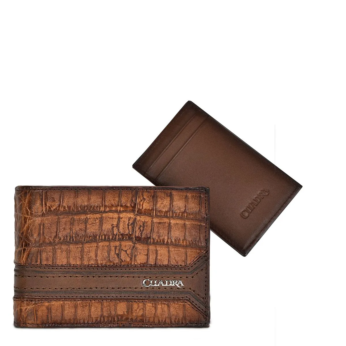 BC000FL - Cuadra honey casual fashion caiman bi fold wallet for men