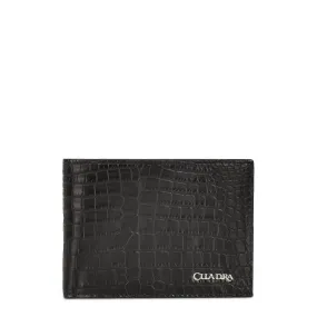 BC003NL - Cuadra black classic niloticus exotic bifold wallet for men.