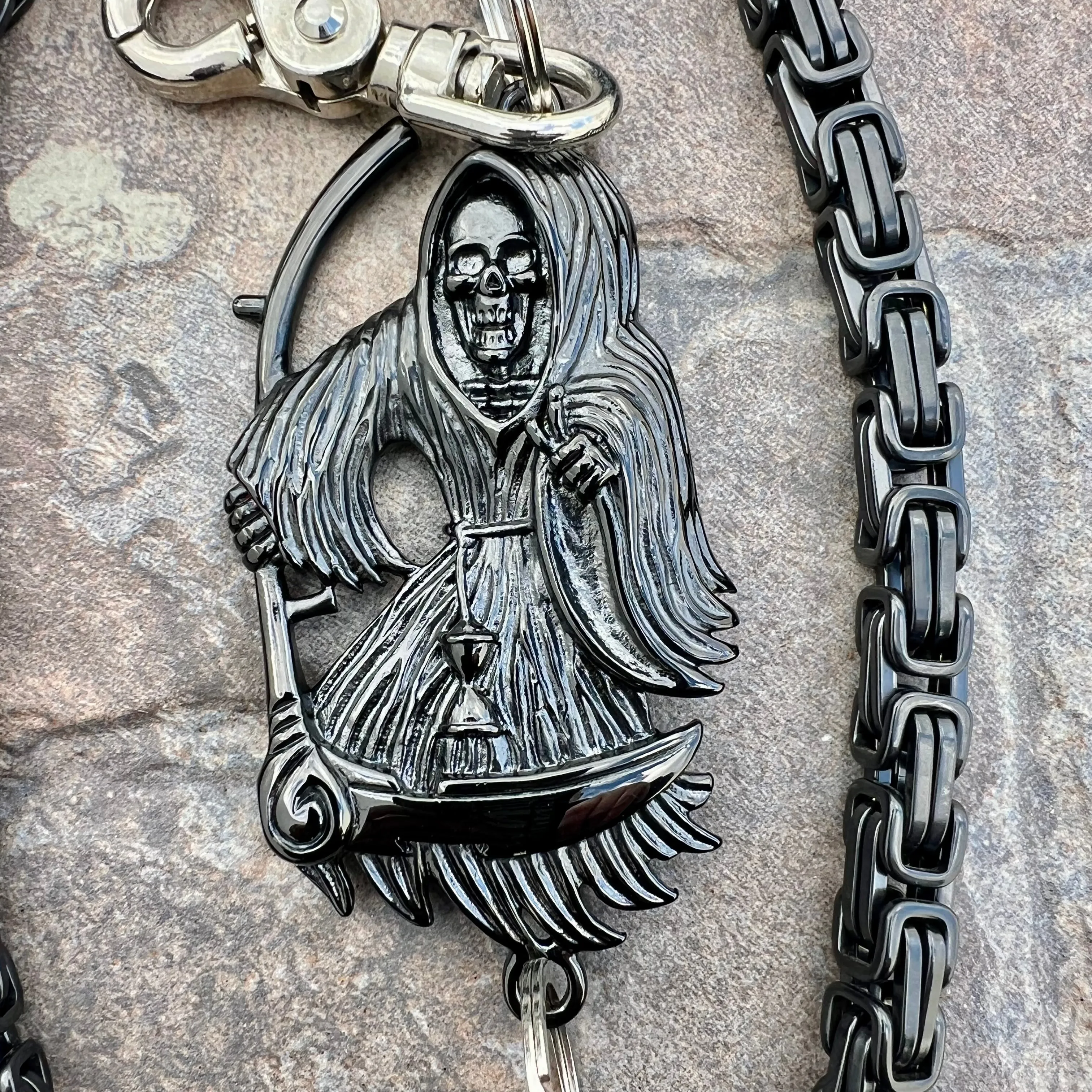 Black Grim Reaper Wallet Chain - Black Daytona Deluxe - WC17D