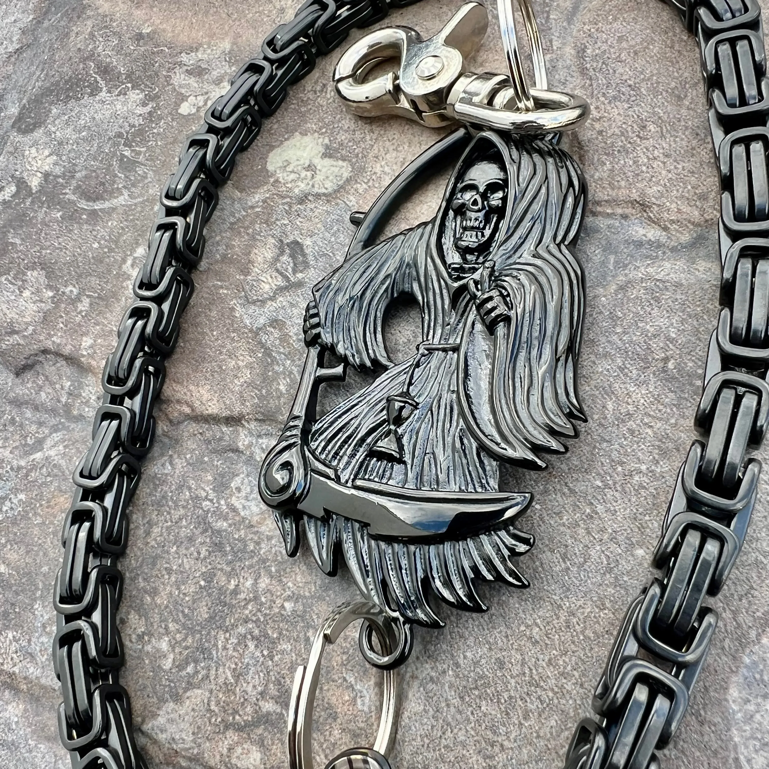 Black Grim Reaper Wallet Chain - Black Daytona Deluxe - WC17D