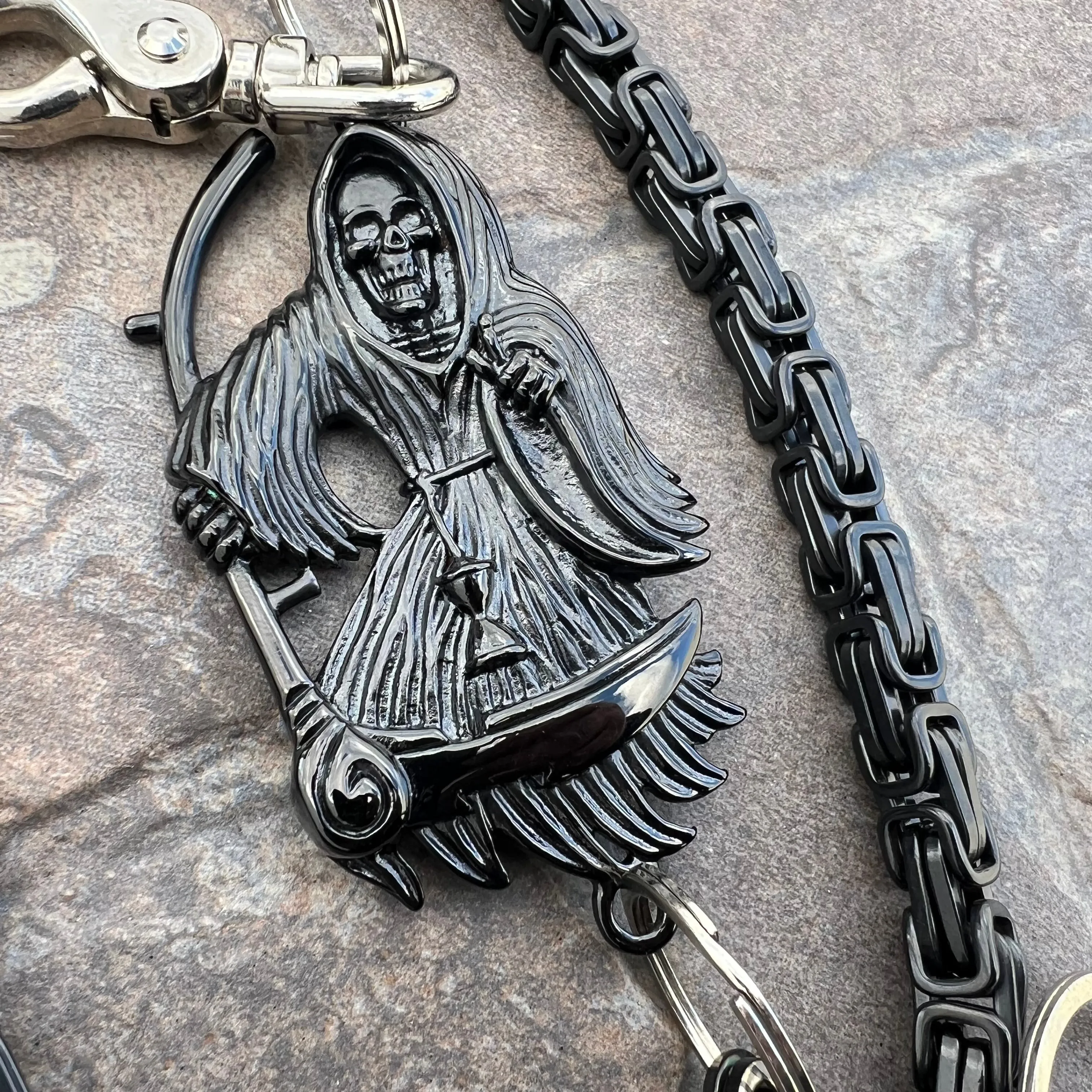 Black Grim Reaper Wallet Chain - Black Daytona Deluxe - WC17D