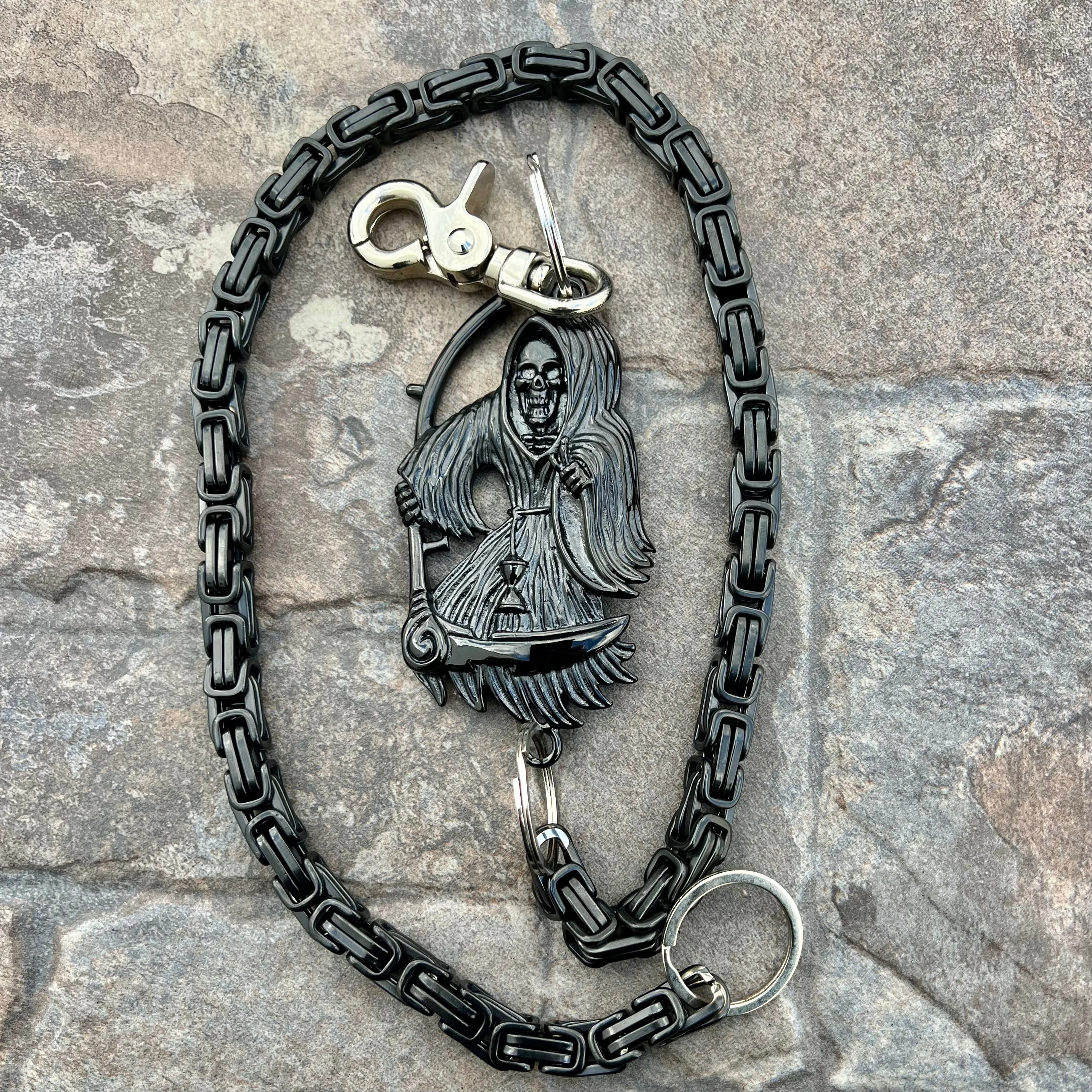 Black Grim Reaper Wallet Chain - Black Daytona Deluxe - WC17D