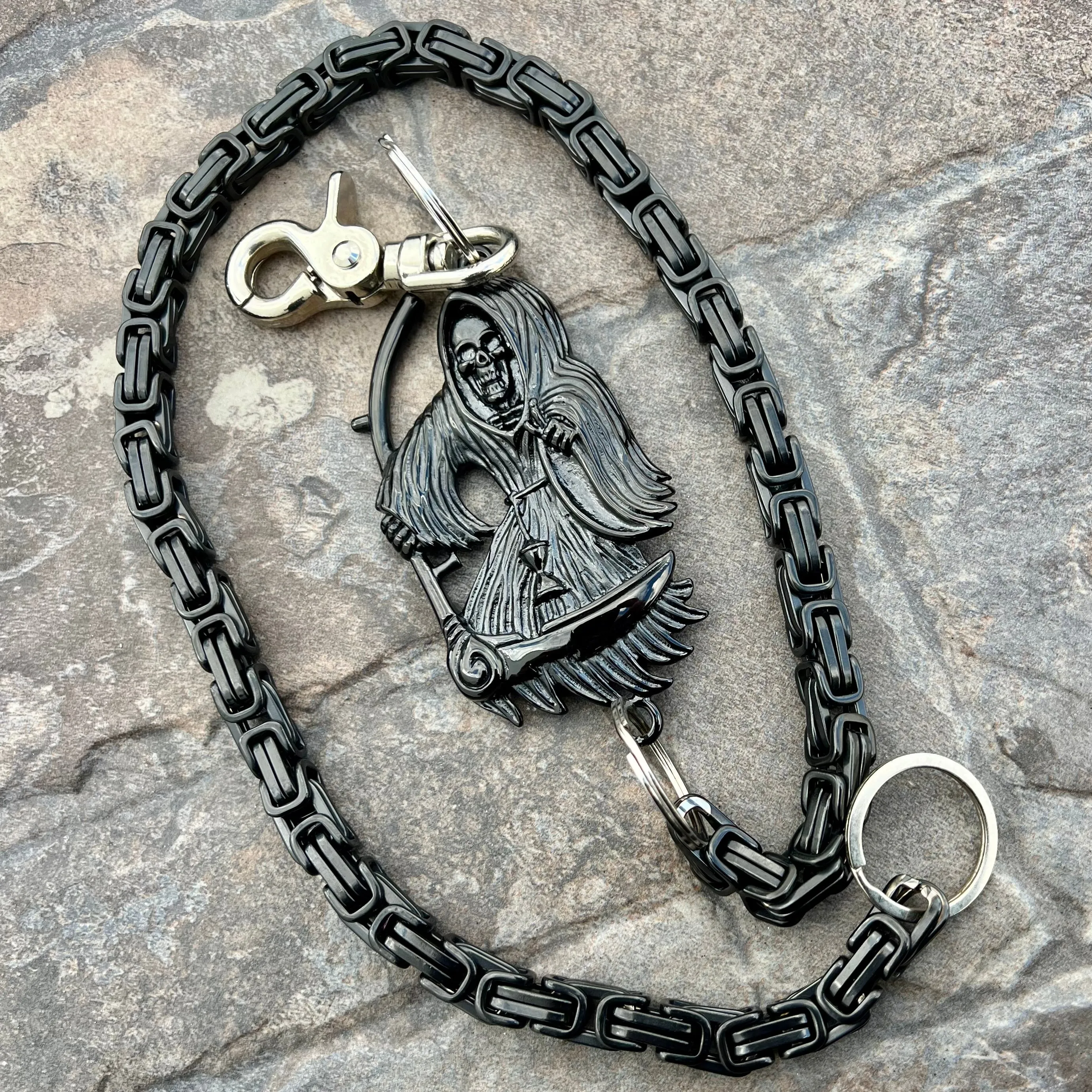 Black Grim Reaper Wallet Chain - Black Daytona Deluxe - WC17D