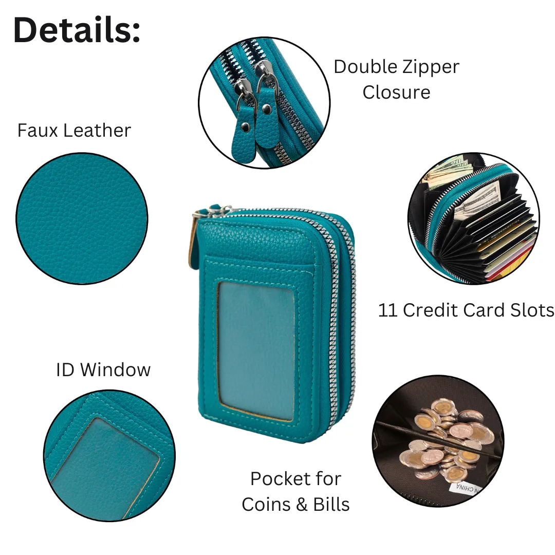 Blue Faux Leather NGIL Zippered Wallet