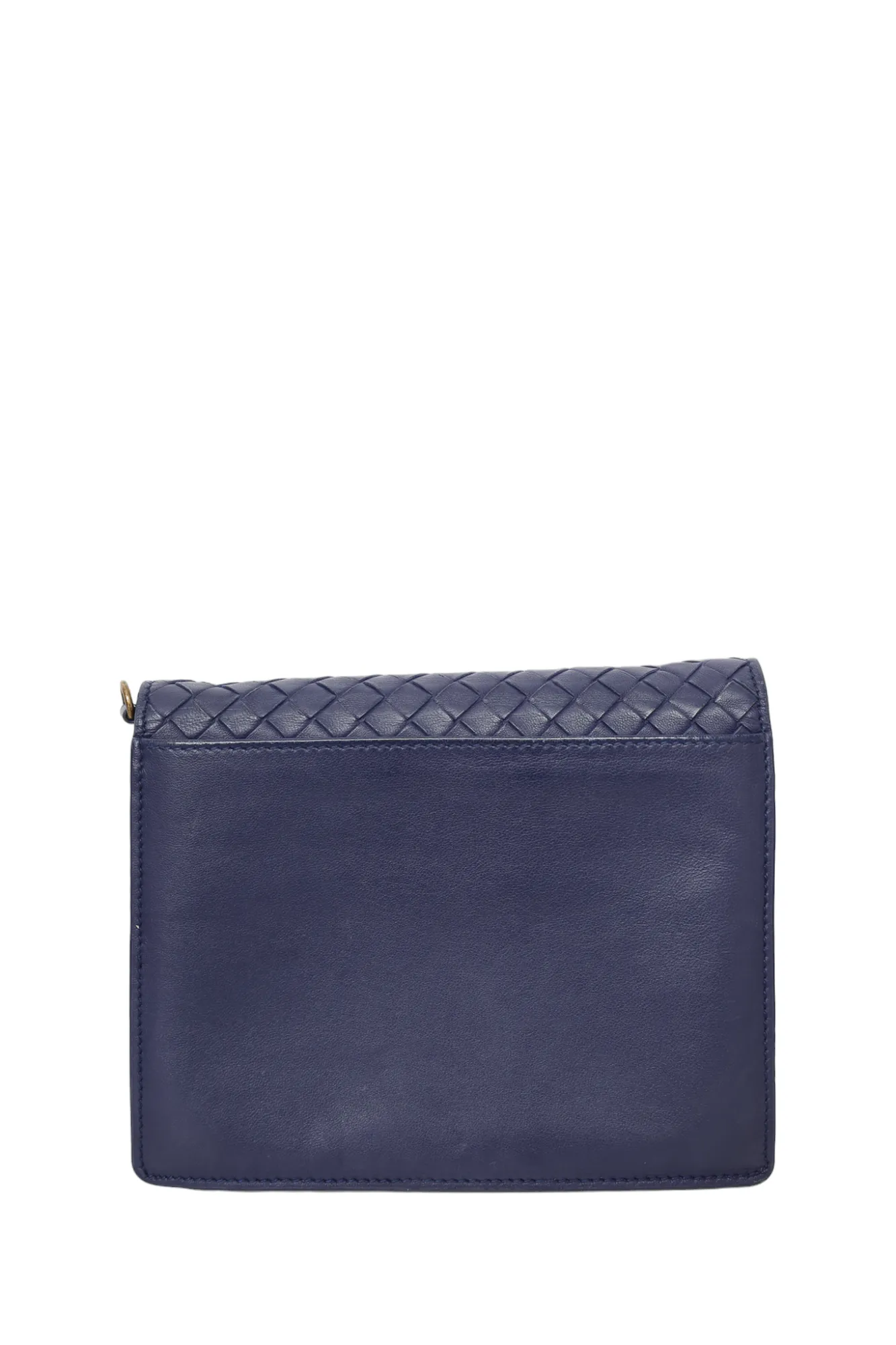 Bottega Veneta Blue Intrecciato Woven Nappa Leather Wallet-On-Chain Crossbody Bag