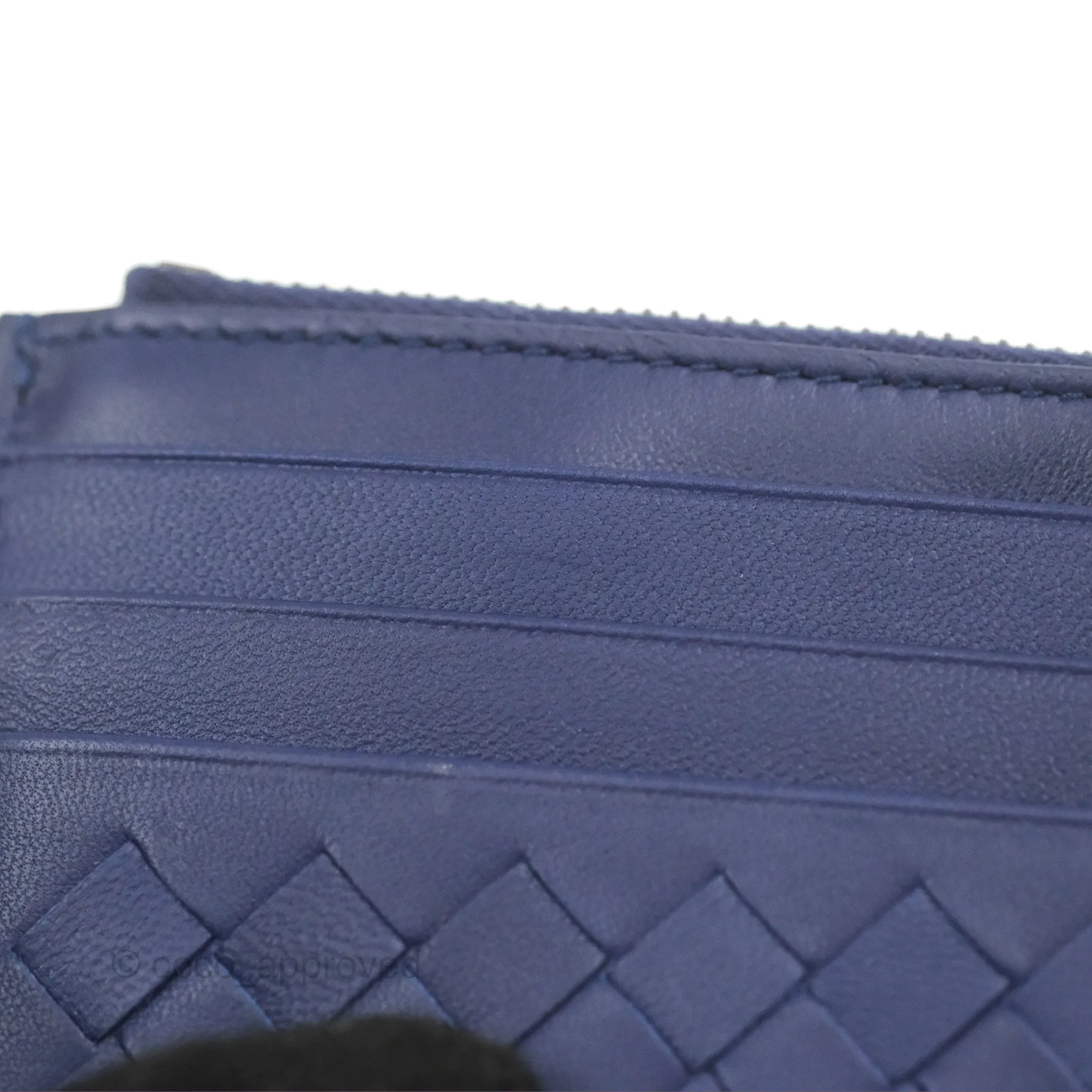 Bottega Veneta Intrecciato Zipped Card Case Blue