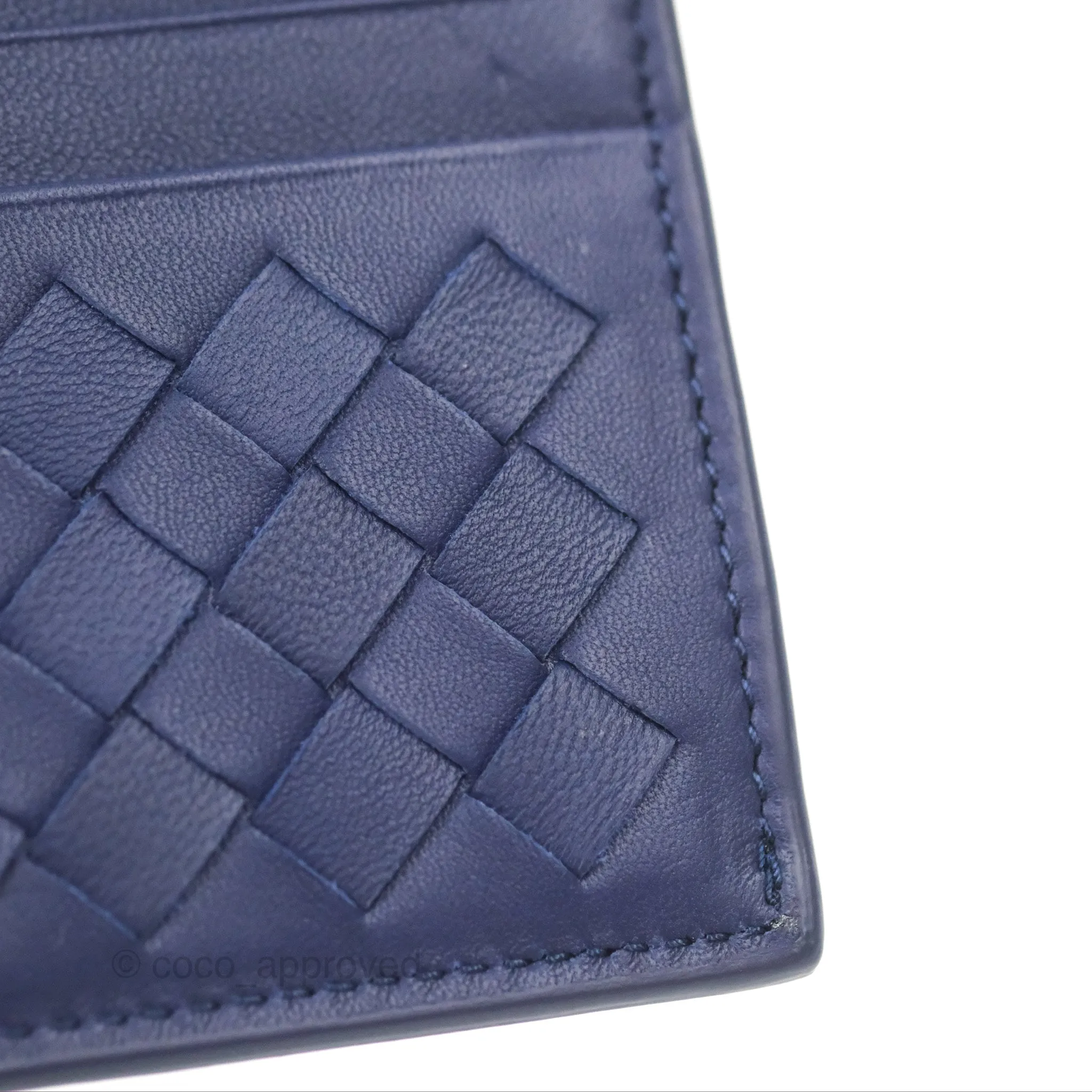 Bottega Veneta Intrecciato Zipped Card Case Blue