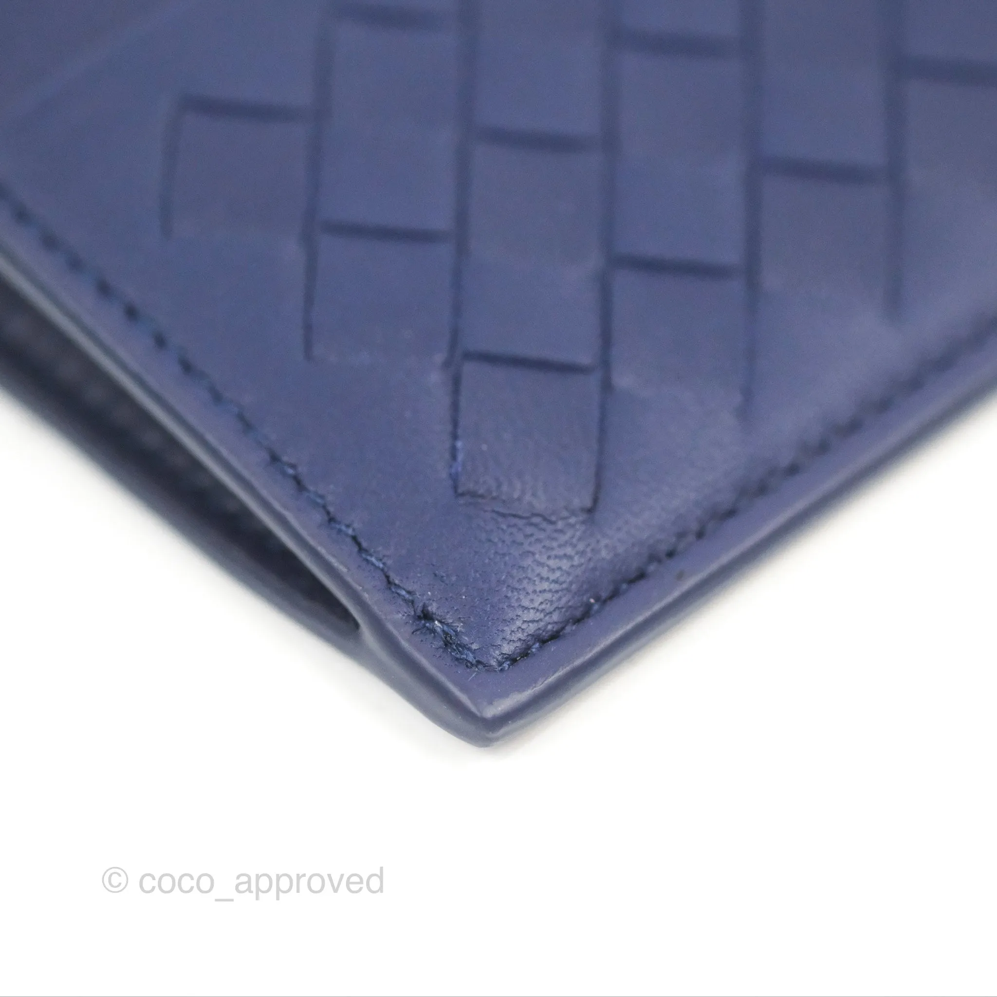 Bottega Veneta Intrecciato Zipped Card Case Blue