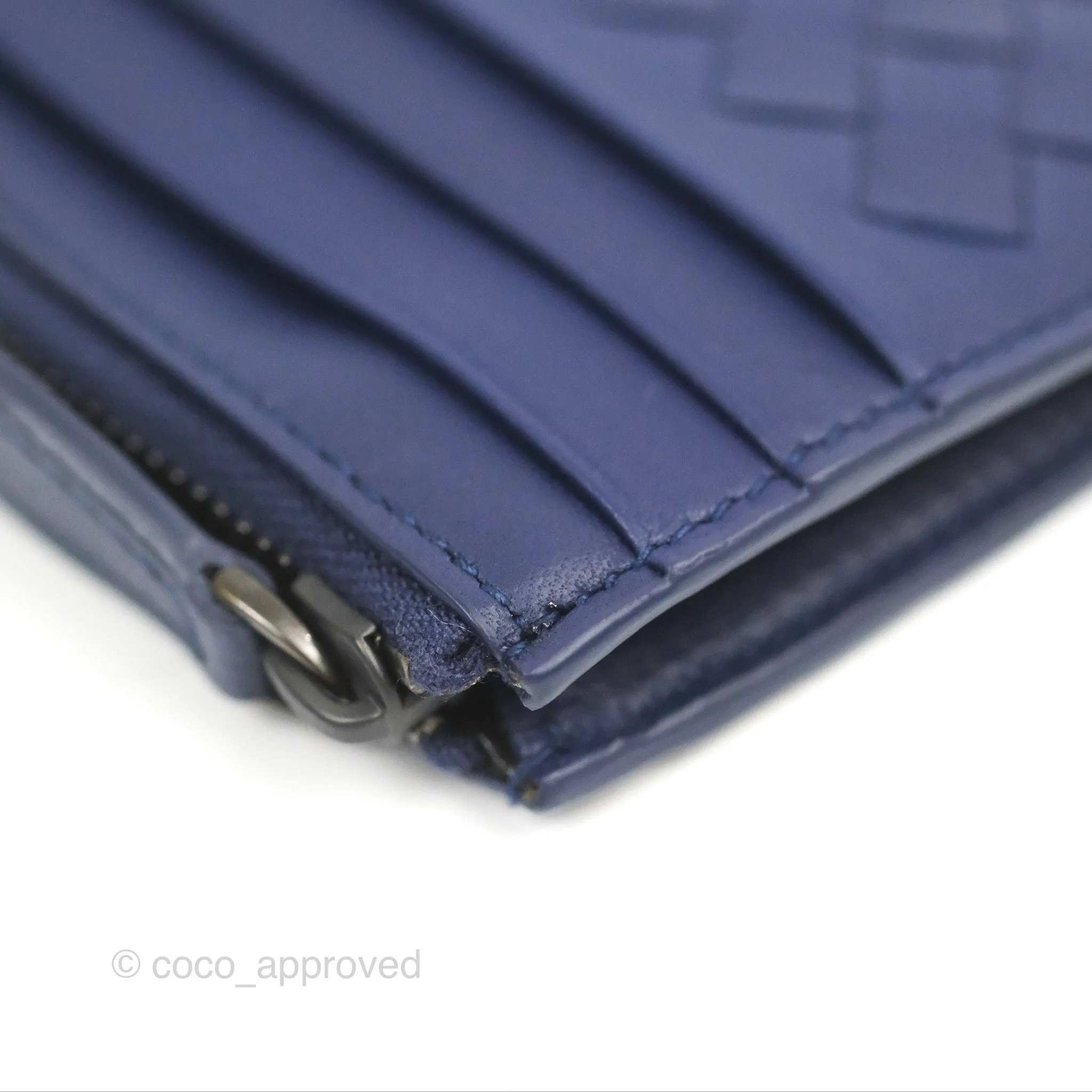 Bottega Veneta Intrecciato Zipped Card Case Blue