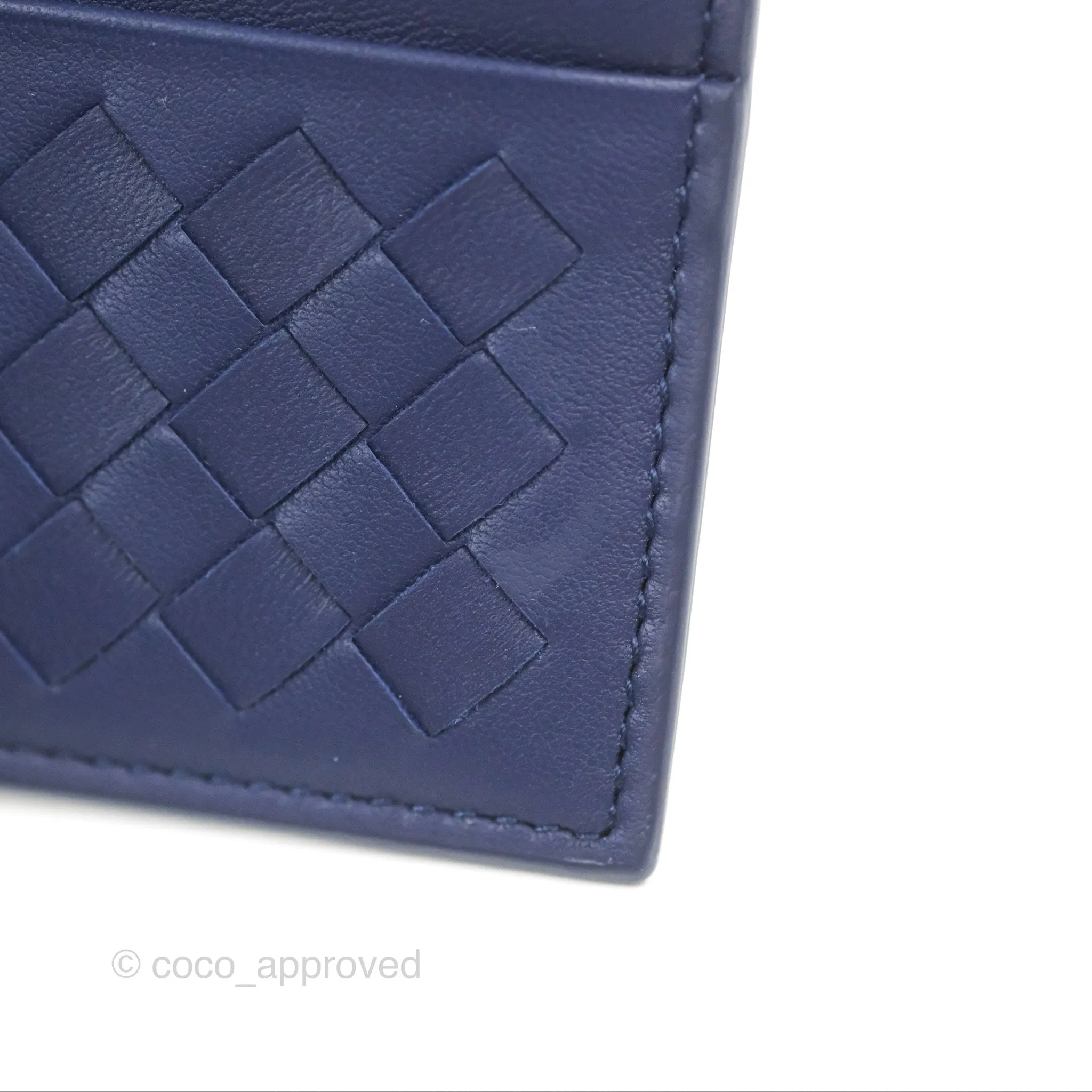 Bottega Veneta Intrecciato Zipped Card Case Blue