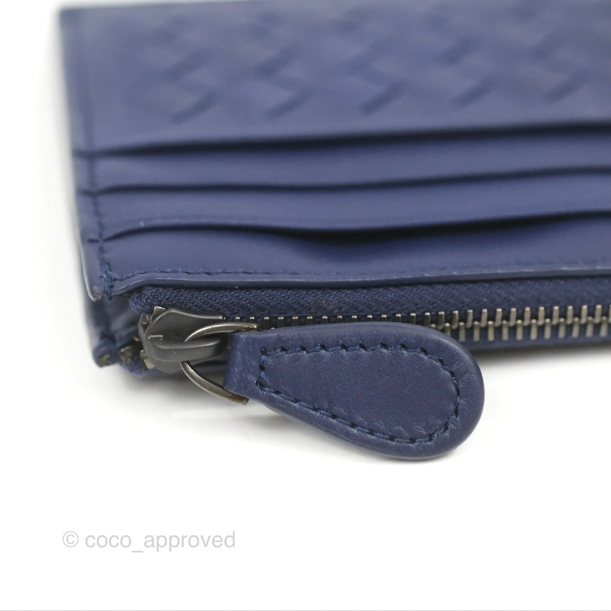 Bottega Veneta Intrecciato Zipped Card Case Blue