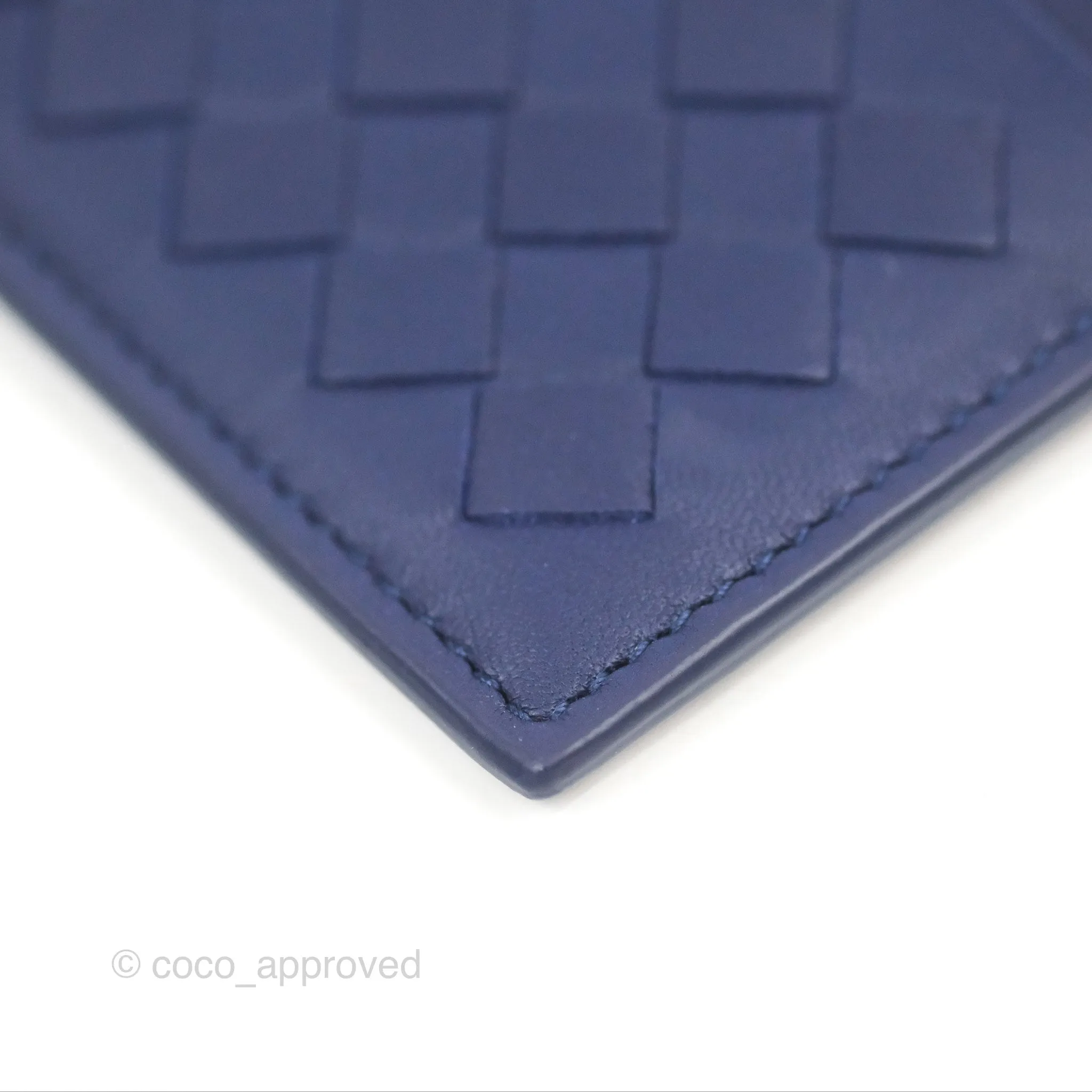 Bottega Veneta Intrecciato Zipped Card Case Blue