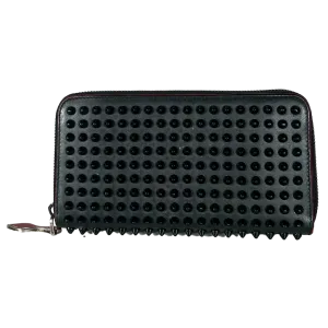 Calfskin Panettone Spiked Zip Around Wallet Black