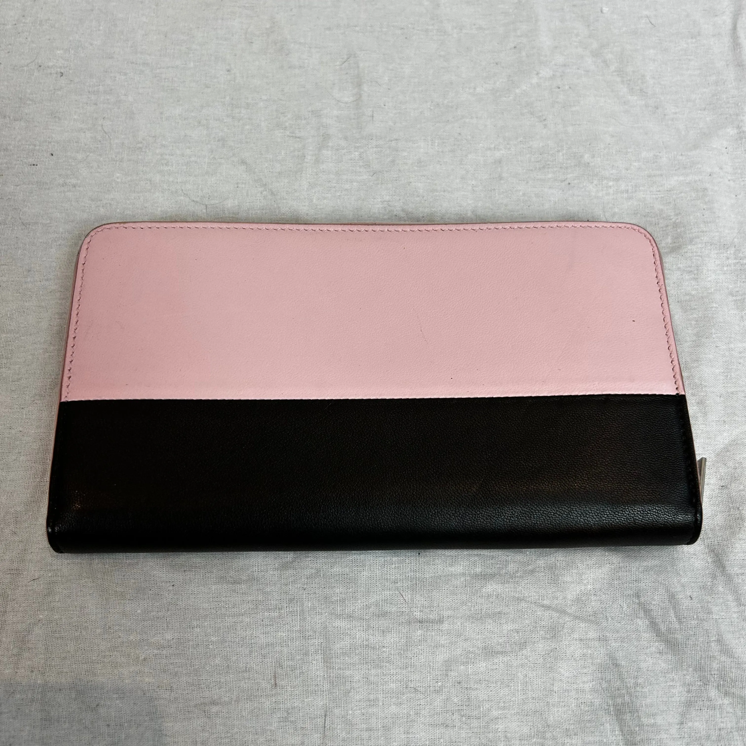 Celine Black & Pink Leather Classic Zippered Wallet