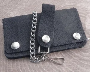 Chain Wallet Black Leather Biker Soft