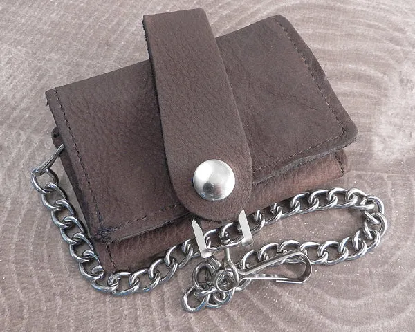 Chain Wallet Black Leather Biker Soft