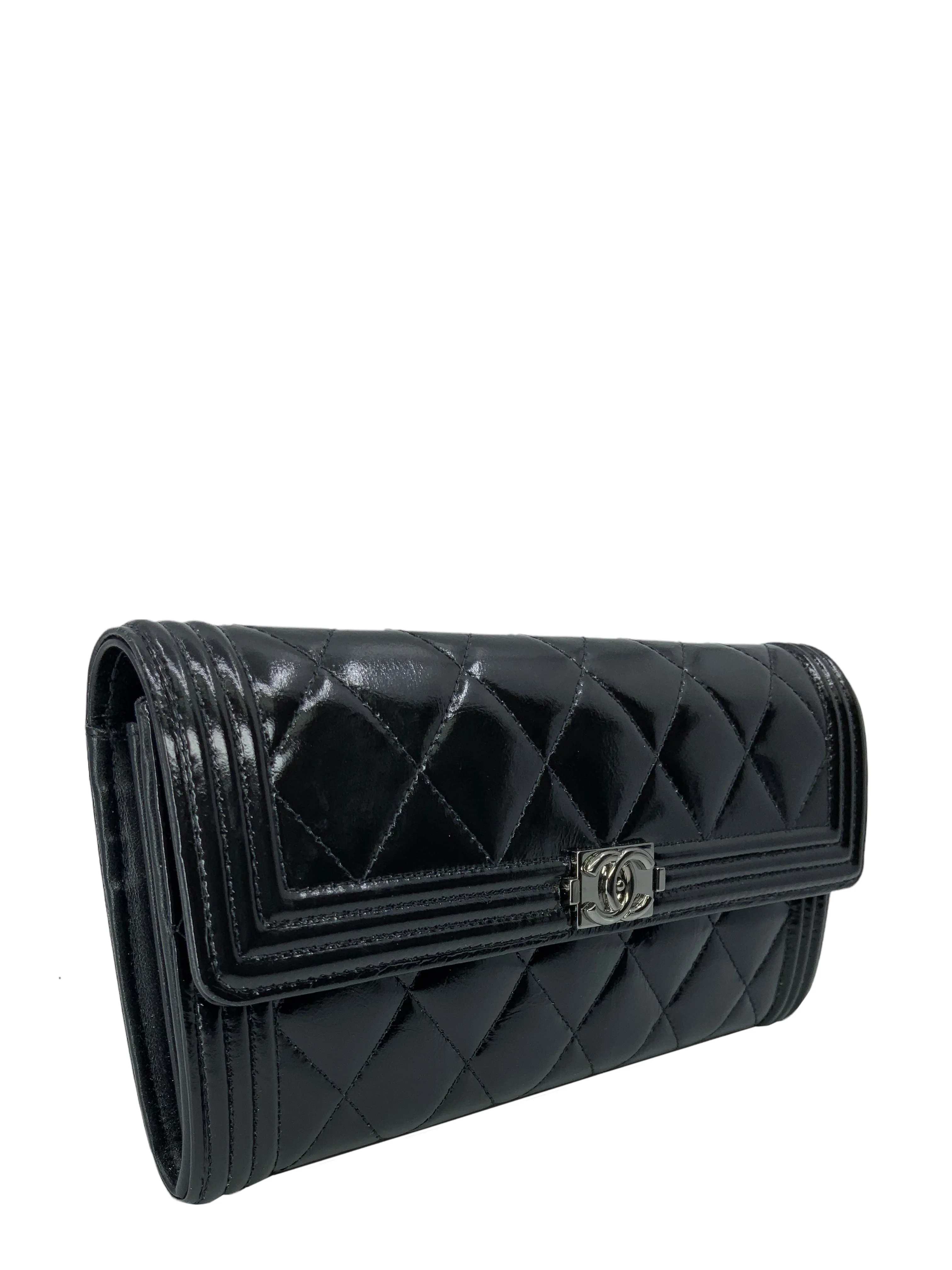 Chanel Quilted Glazed Aged Calfskin Long Boy Flap Wallet