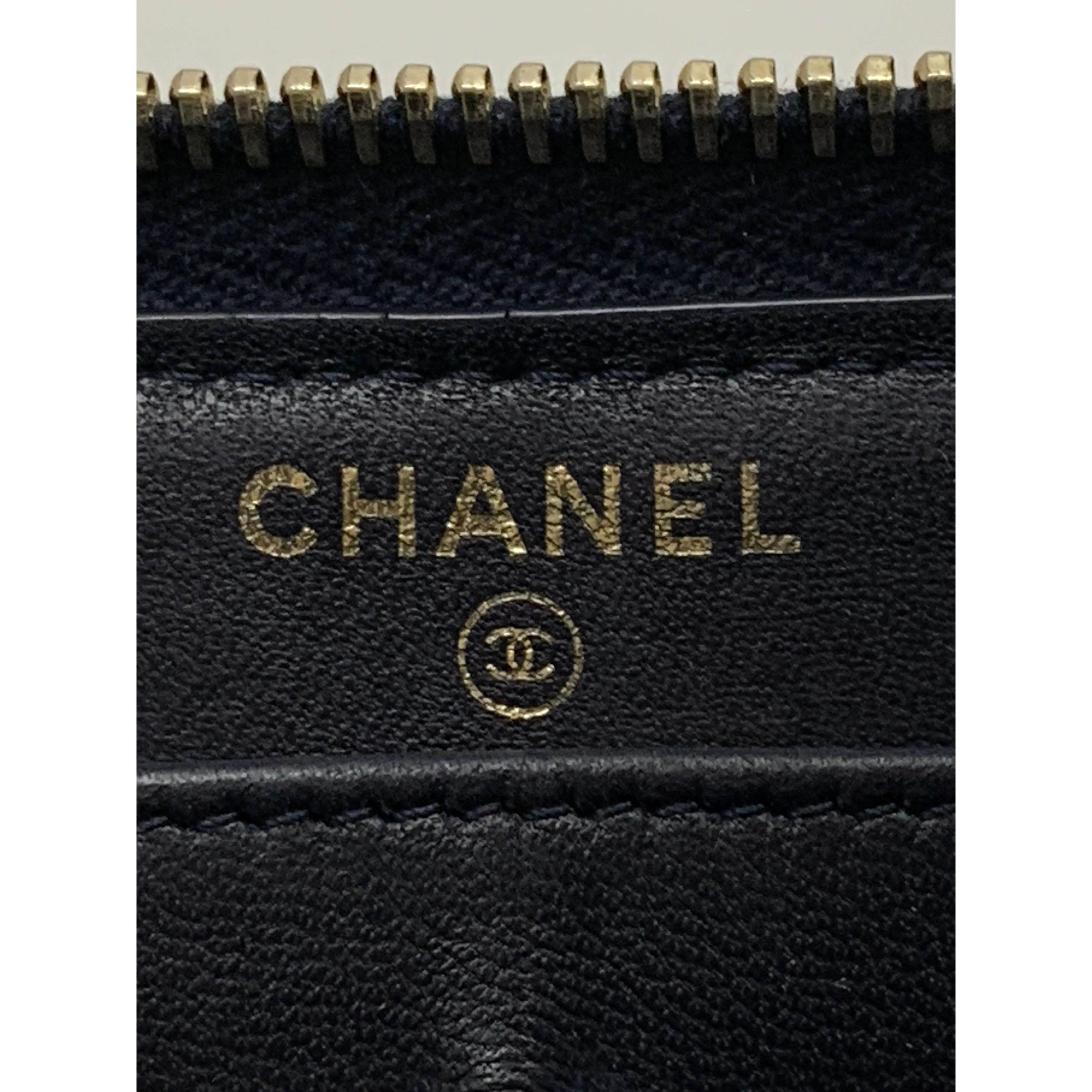 #CHANEL/Long Wallet/NVY/Leather