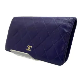 #CHANEL/Long Wallet/NVY/Leather