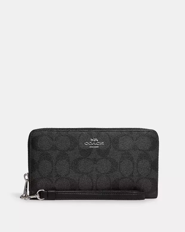 Coach Long Zip Around Wallet In Signature Canvas