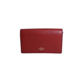 Coach Red Pebbled Leather Wallet-On-Chain | Like New |