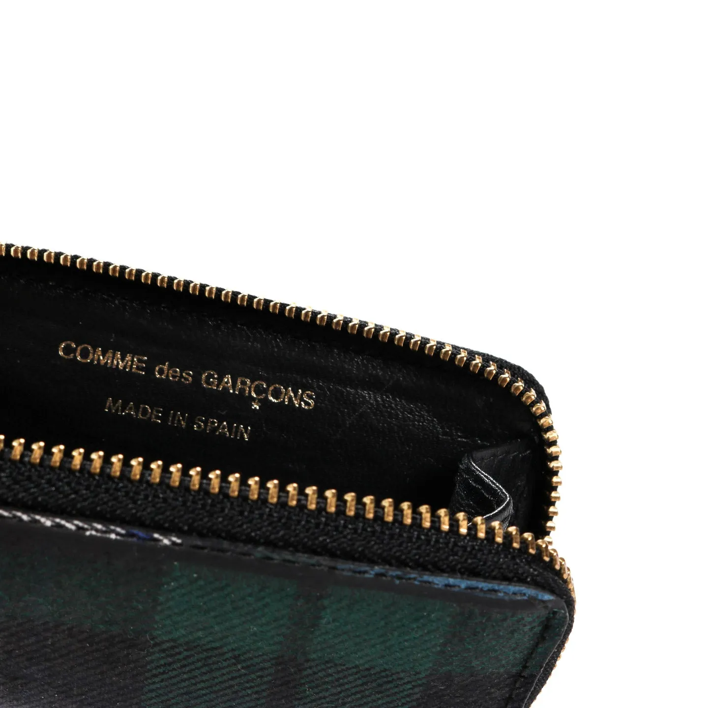 COMME DES GARCONS SA410X TARTAN PATCHWORK ZIP WALLET GREEN