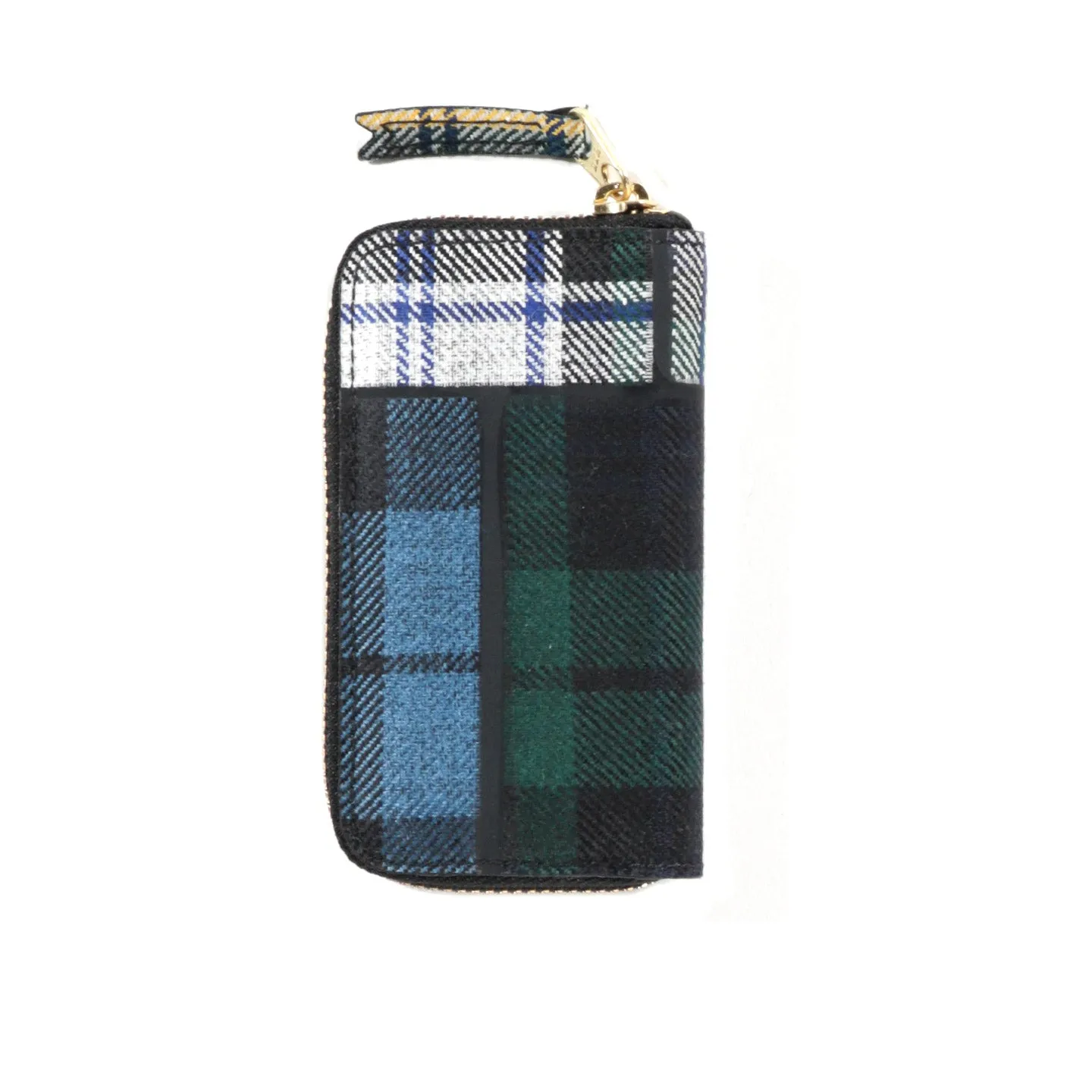 COMME DES GARCONS SA410X TARTAN PATCHWORK ZIP WALLET GREEN