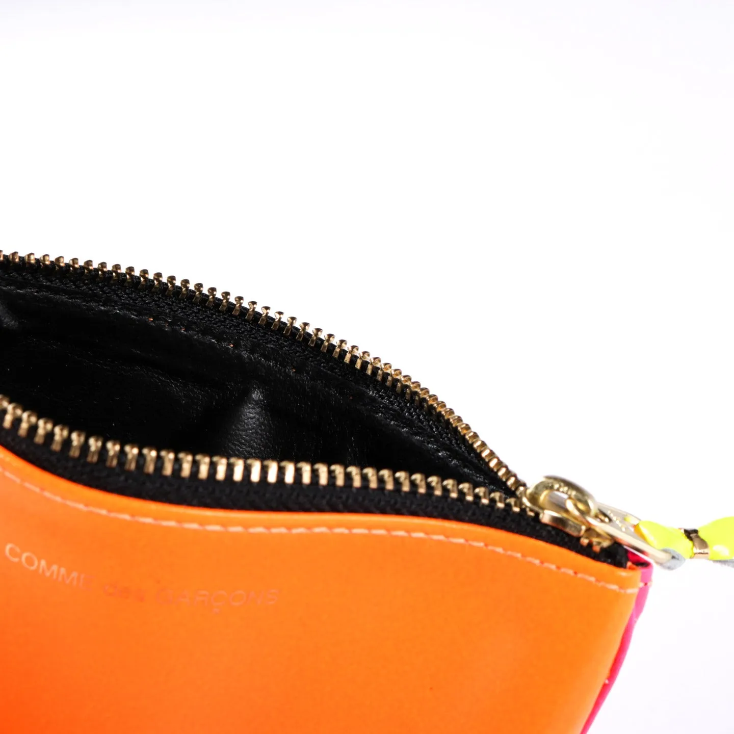 COMME DES GARCONS SA8100 SUPER FLUO ZIP WALLET ORANGE / PINK