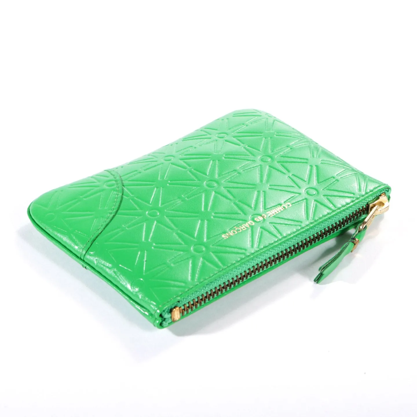 COMME DES GARCONS SA810E EMBOSSED LEATHER ZIP WALLET GREEN