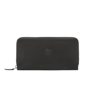 Cowhide Zip Around Wallet (Black)