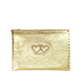 Embroidered Leather Pouch *Love Edition* in Gold