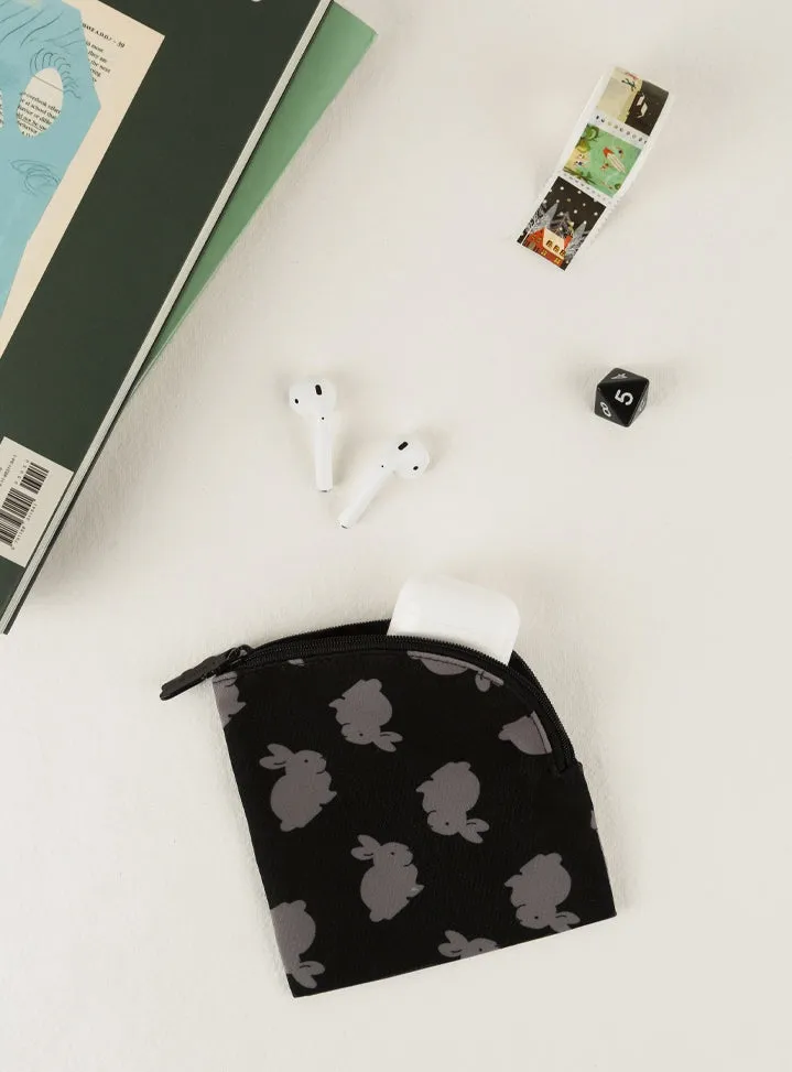 Gray Black Rabbit Pouches Cute Purses Handbags Card Cosmetics Characters Coin Mini Wallets Key Clips Airpods Cases