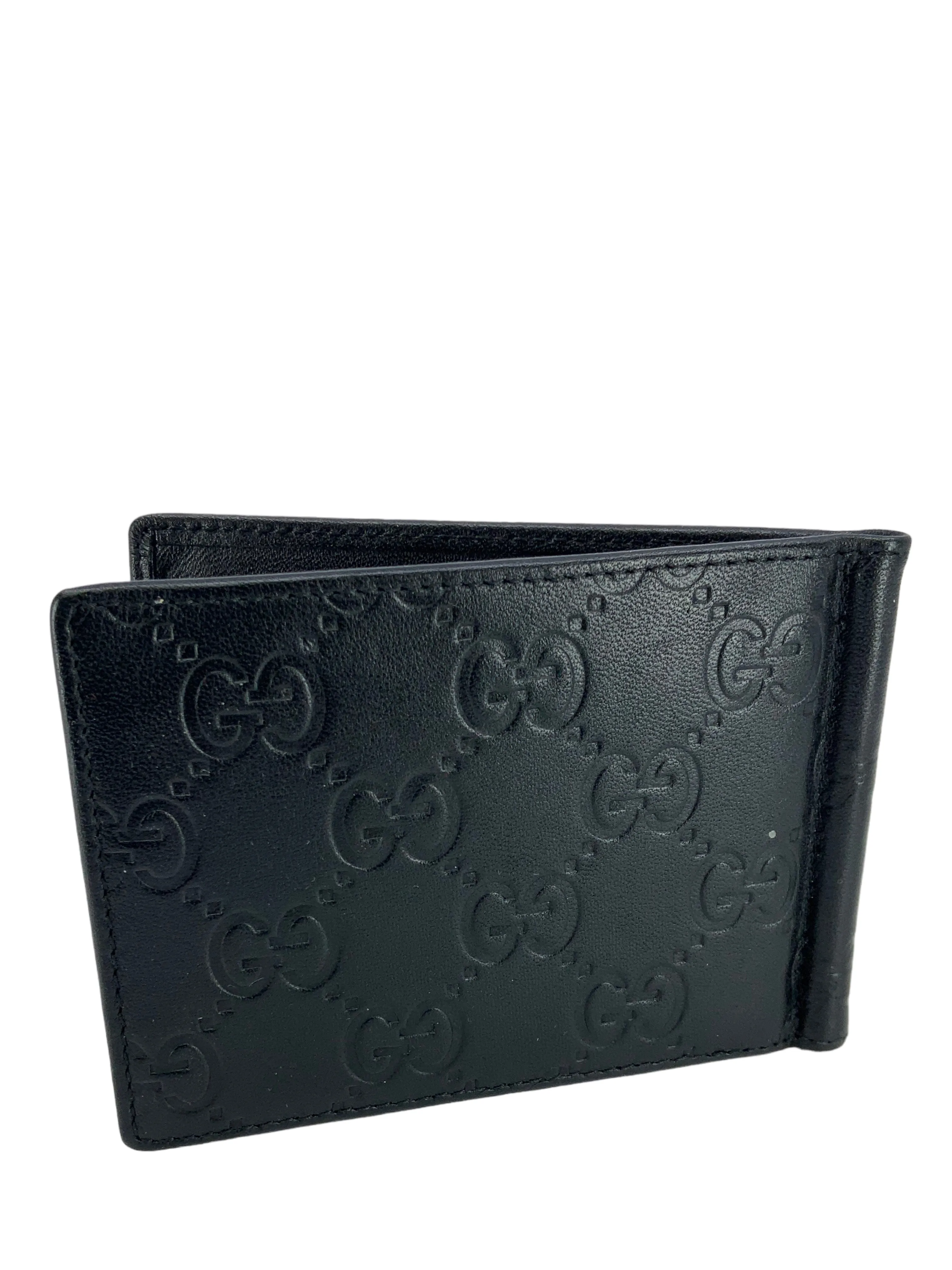 GUCCI GG Monogram Leather Clip Bi-Fold Wallet