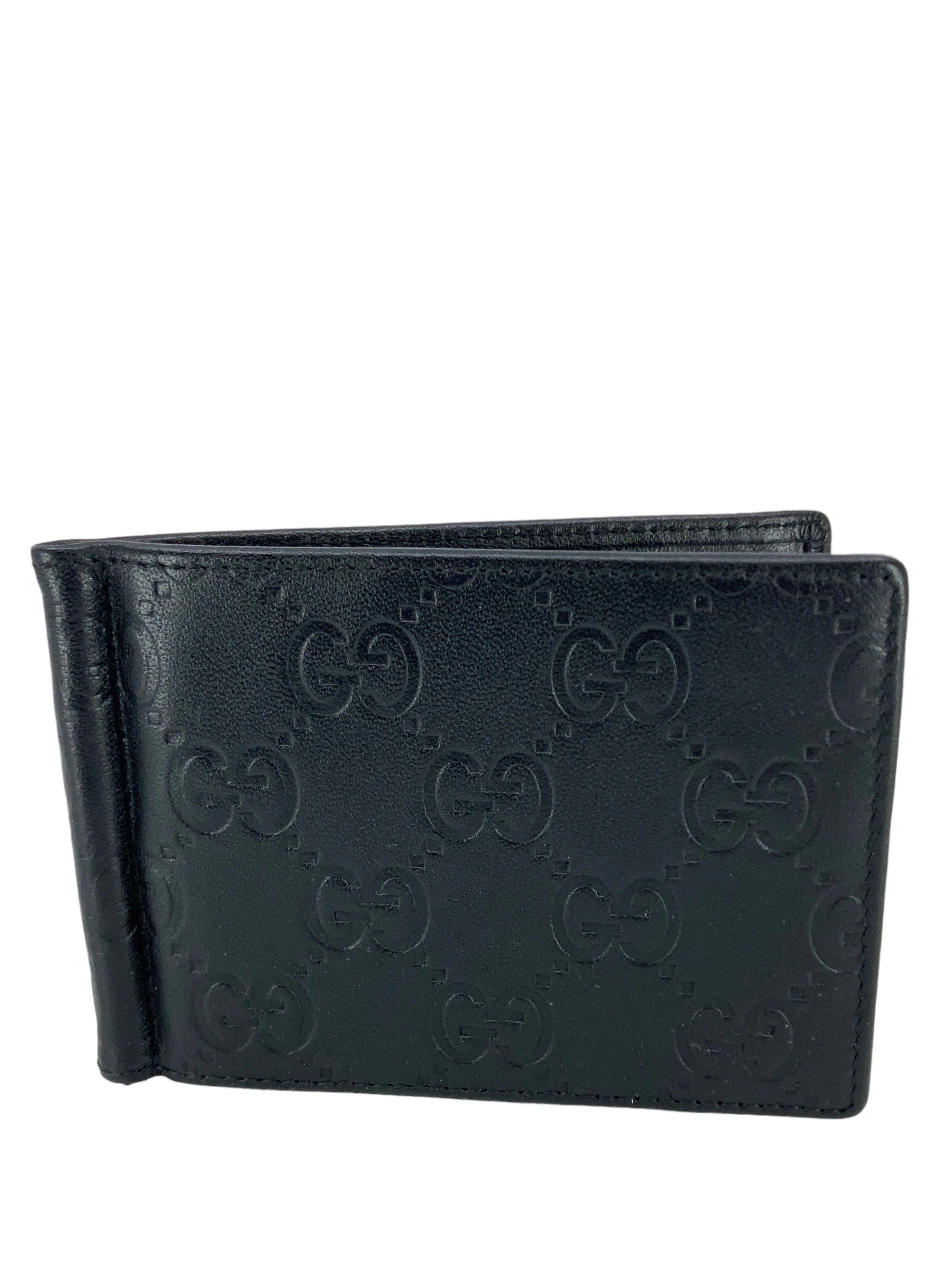 GUCCI GG Monogram Leather Clip Bi-Fold Wallet