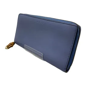 #GUCCI/Long Wallet/BLU/Leather/Plain