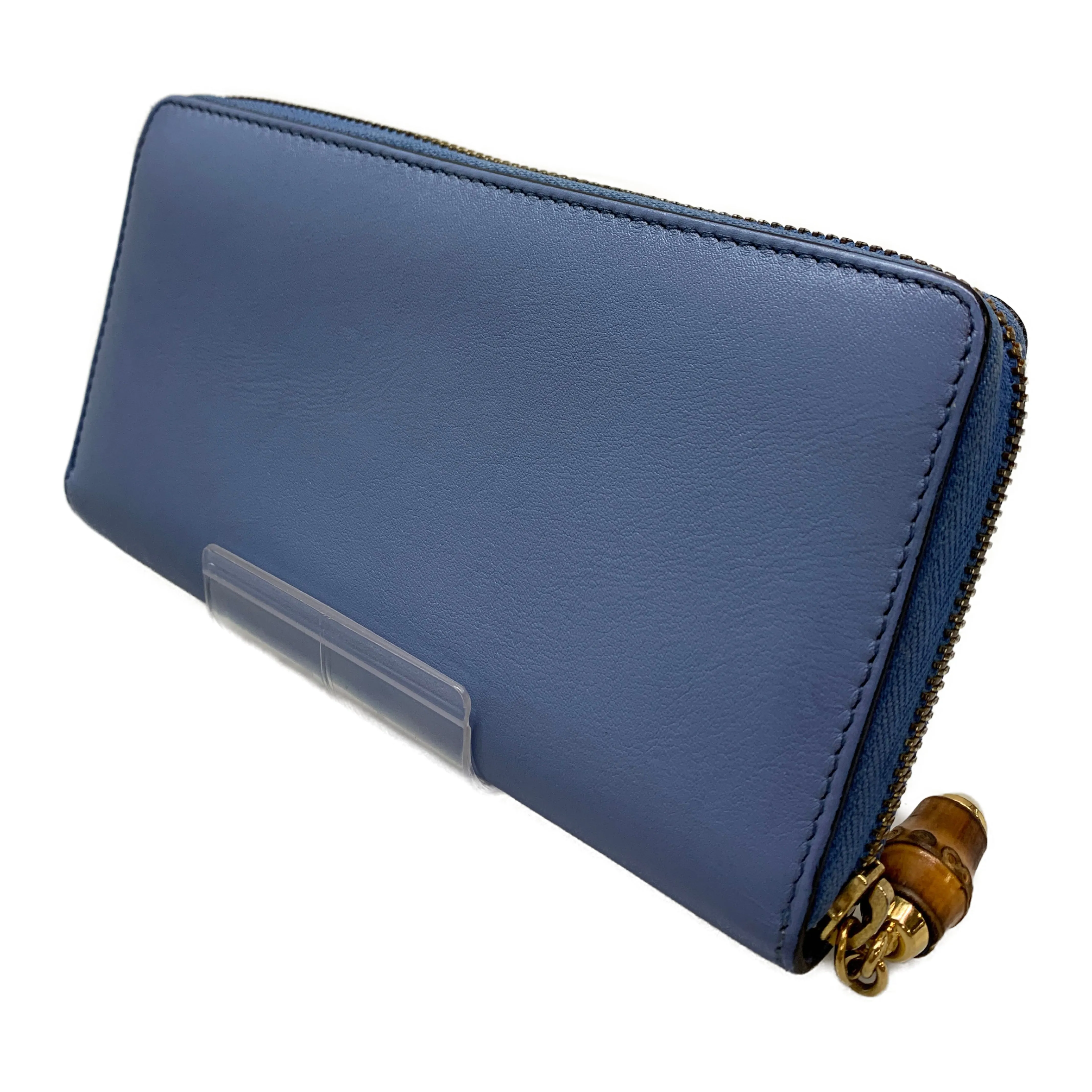 #GUCCI/Long Wallet/BLU/Leather/Plain