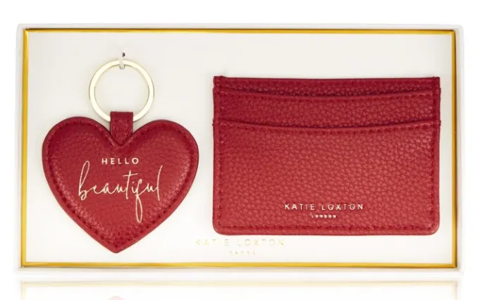 Heart Keyring & Card Holder Set - Red