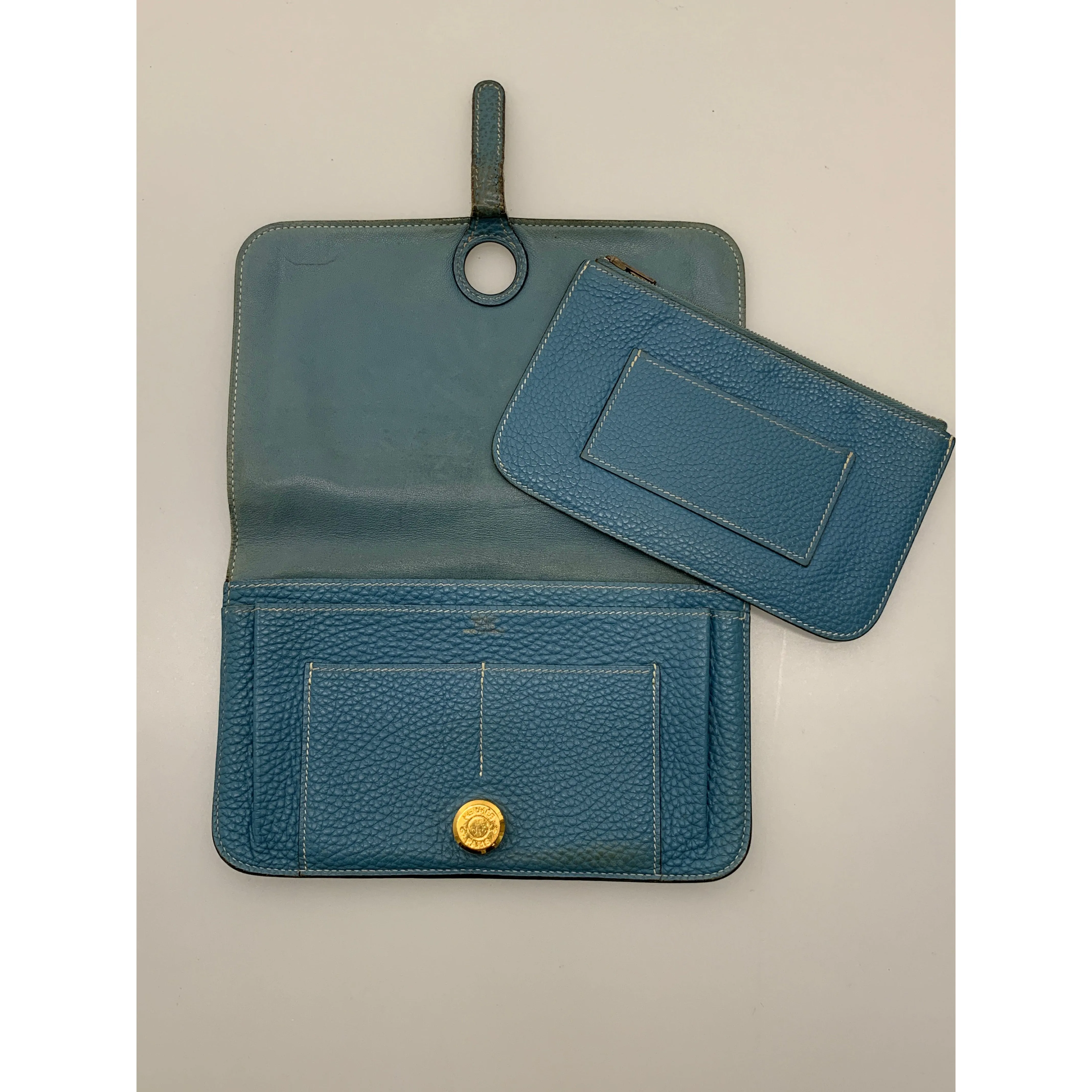 #HERMES/Long Wallet/BLU/Leather