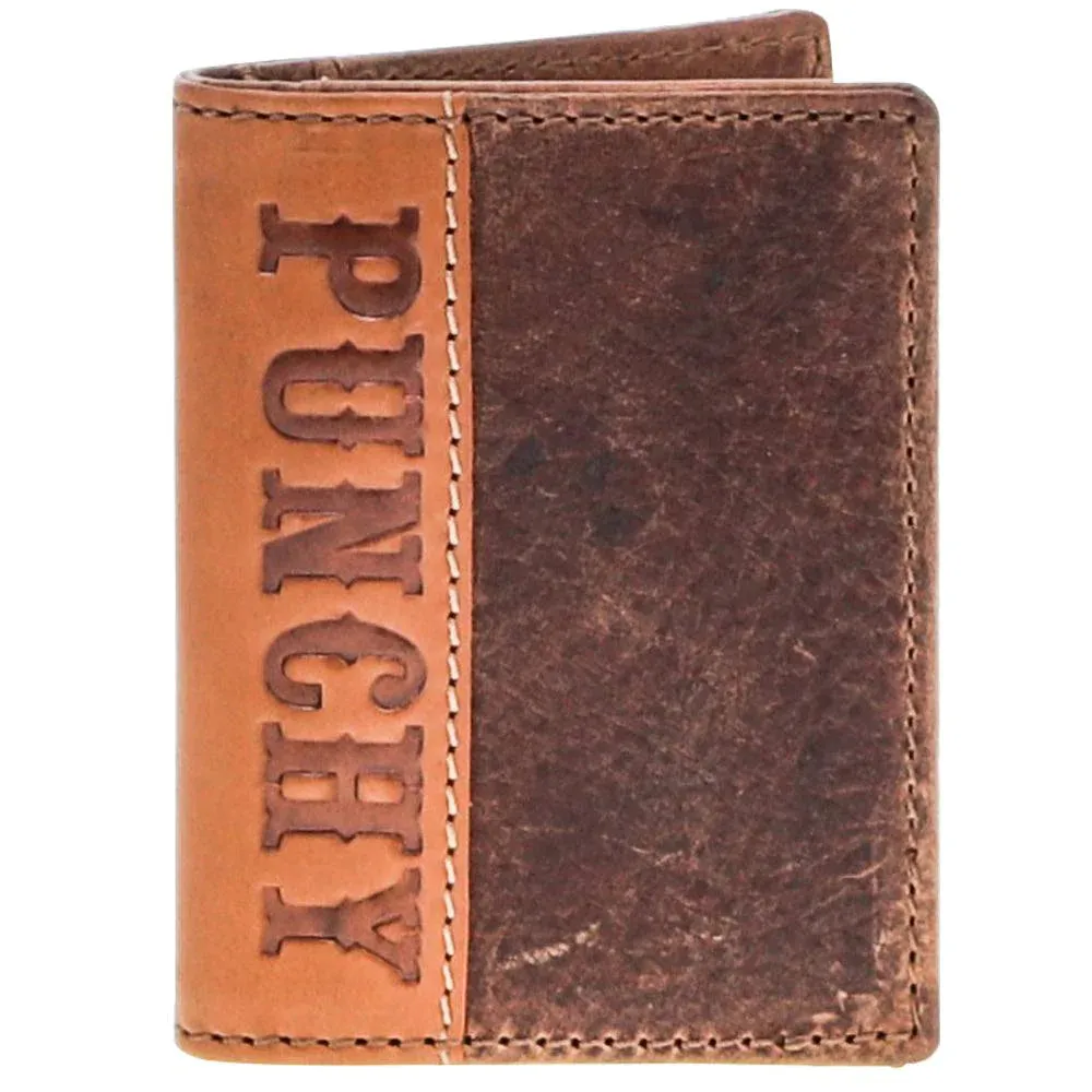 HOOEY PUNCHY CLASSIC BIFOLD MONEY CLIP BROWN /TAN LEATHER