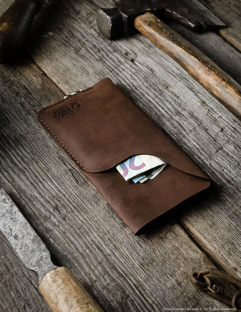 Leather iPhone Case / Wallet with Card Pocket | Wood Brown