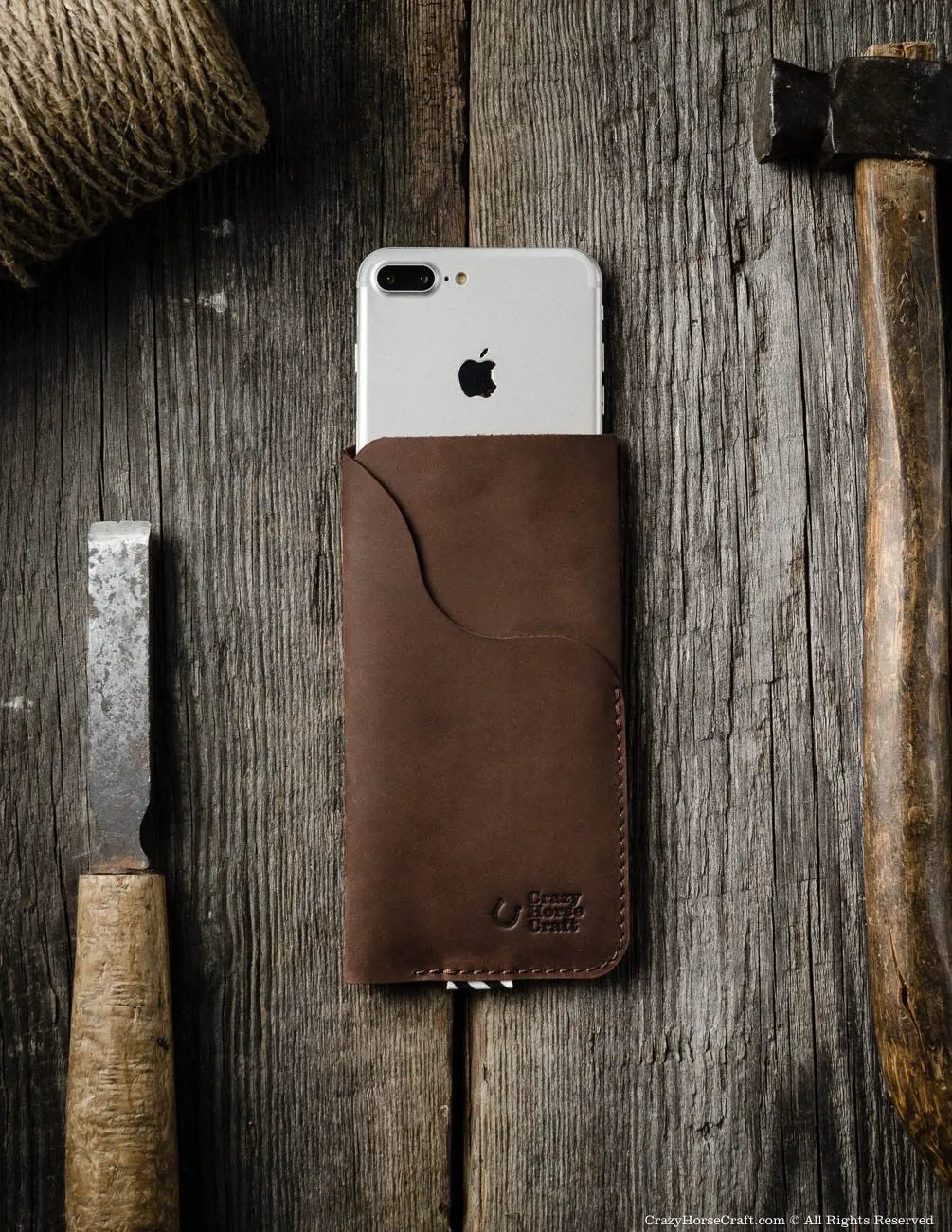 Leather iPhone Case / Wallet with Card Pocket | Wood Brown