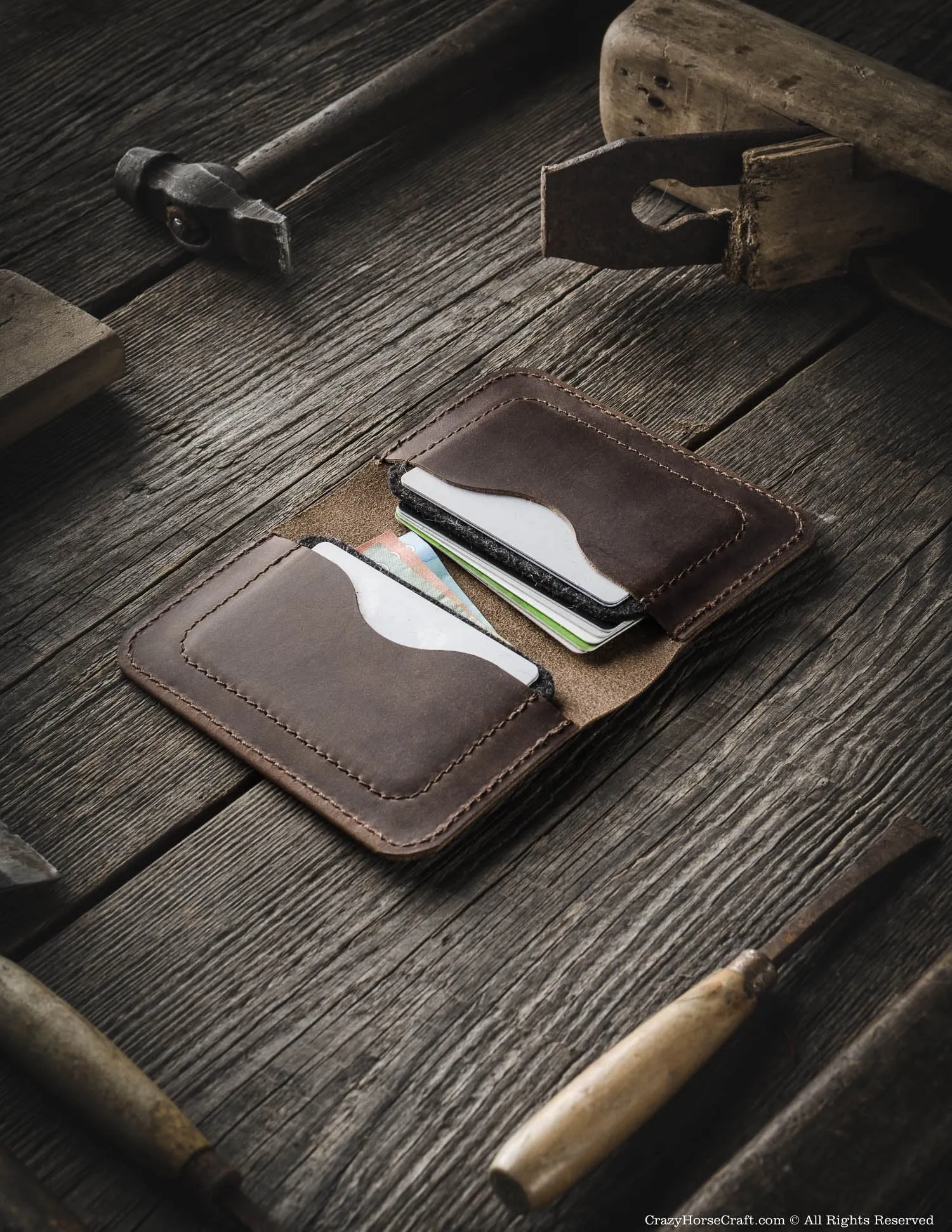 Leather Wallet & Credit Card Holder | Wood Brown