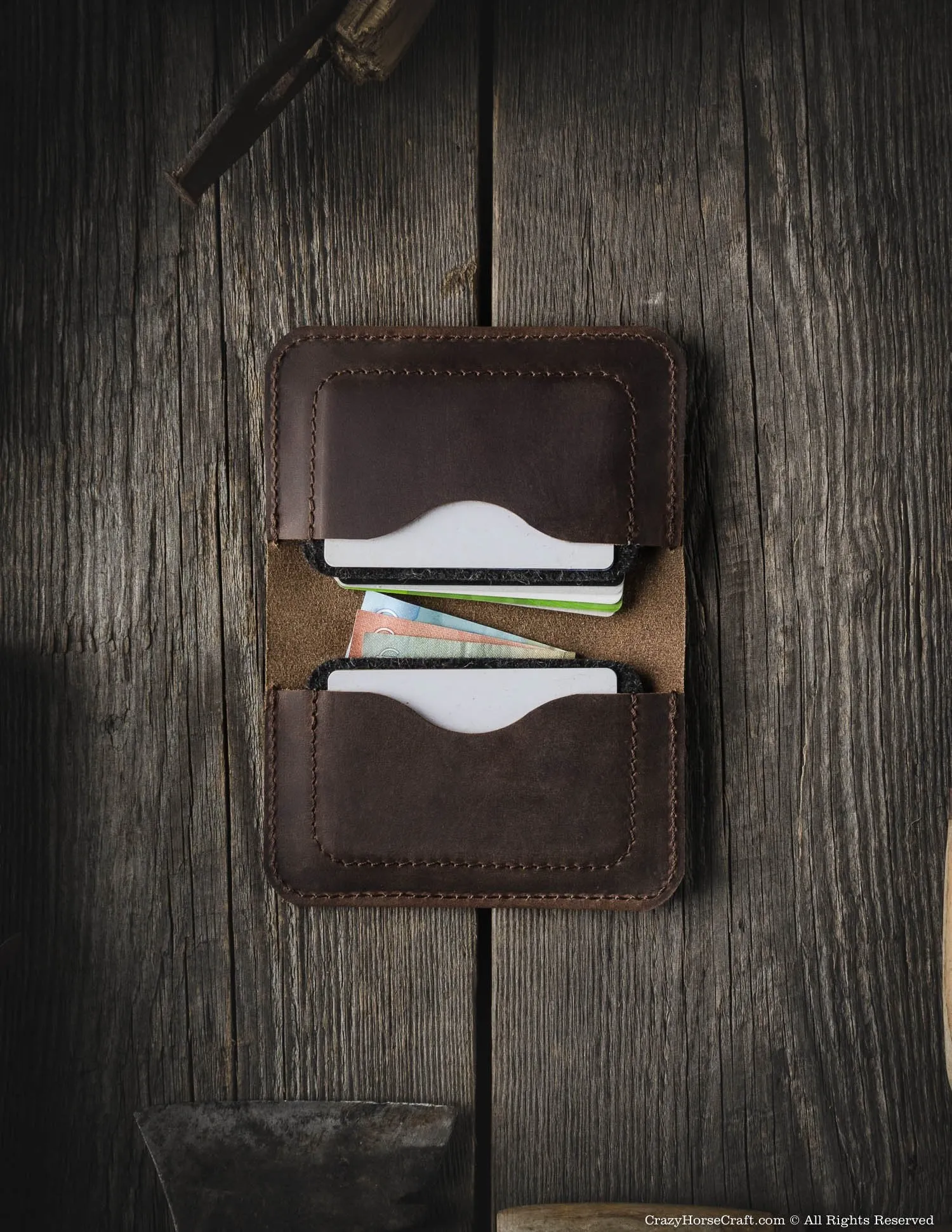 Leather Wallet & Credit Card Holder | Wood Brown