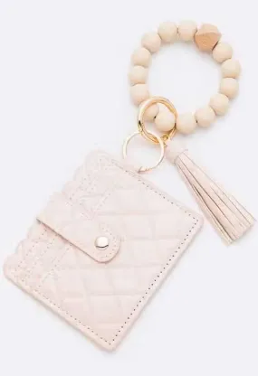 Lilian Card Holder/Keychain-Beige