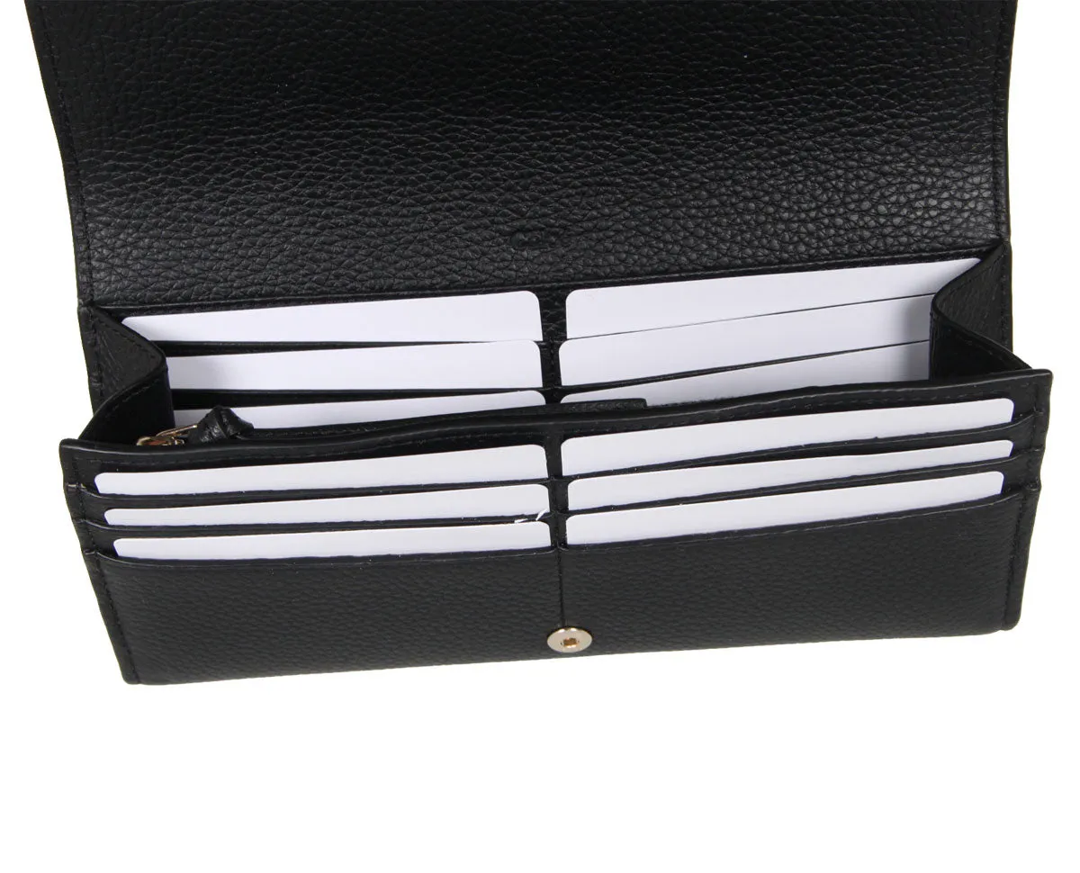 Malou Flap Long Wallet, Black