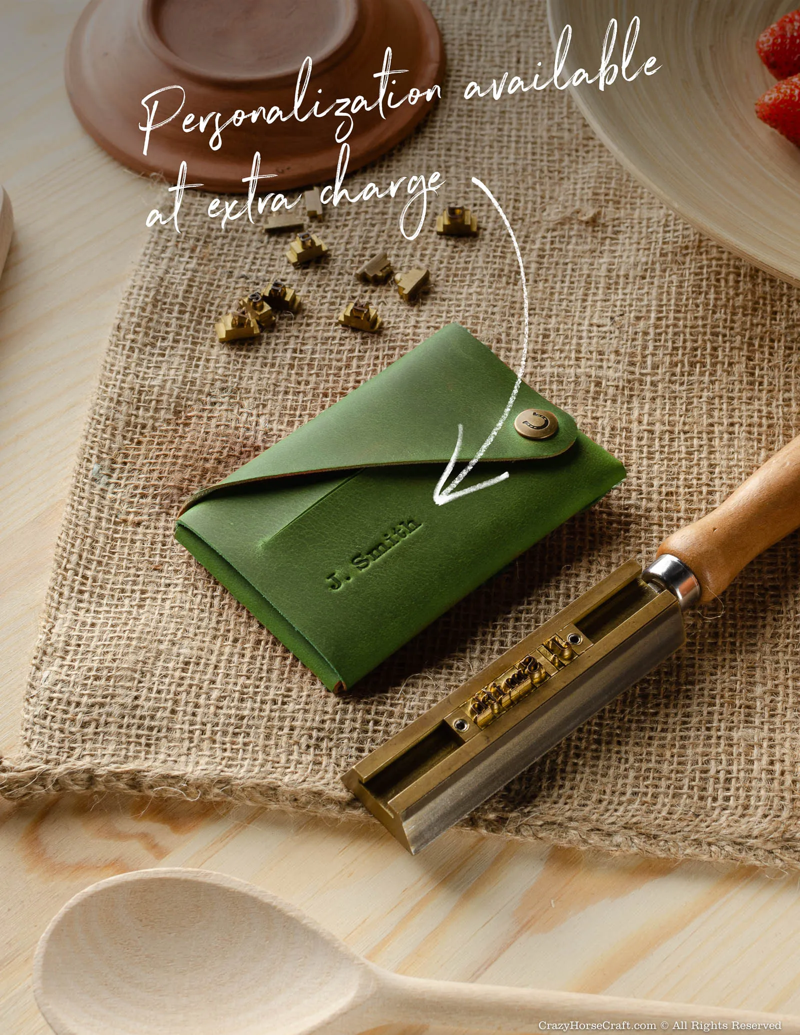 Minimalist leather wallet/card holder | Alpine Green